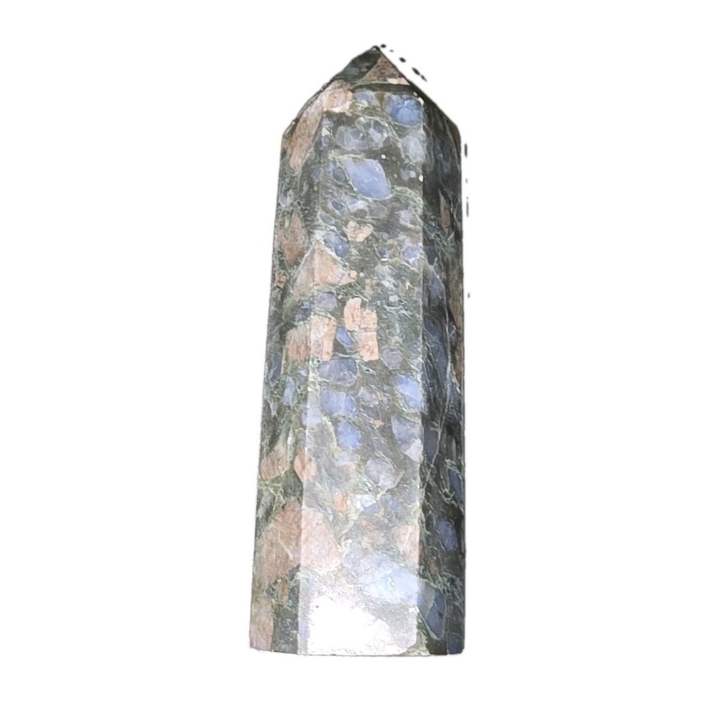 Natural Blue Apatite Granite K2 Crystal Tower Obelisk Healing Wand Energy Reiki